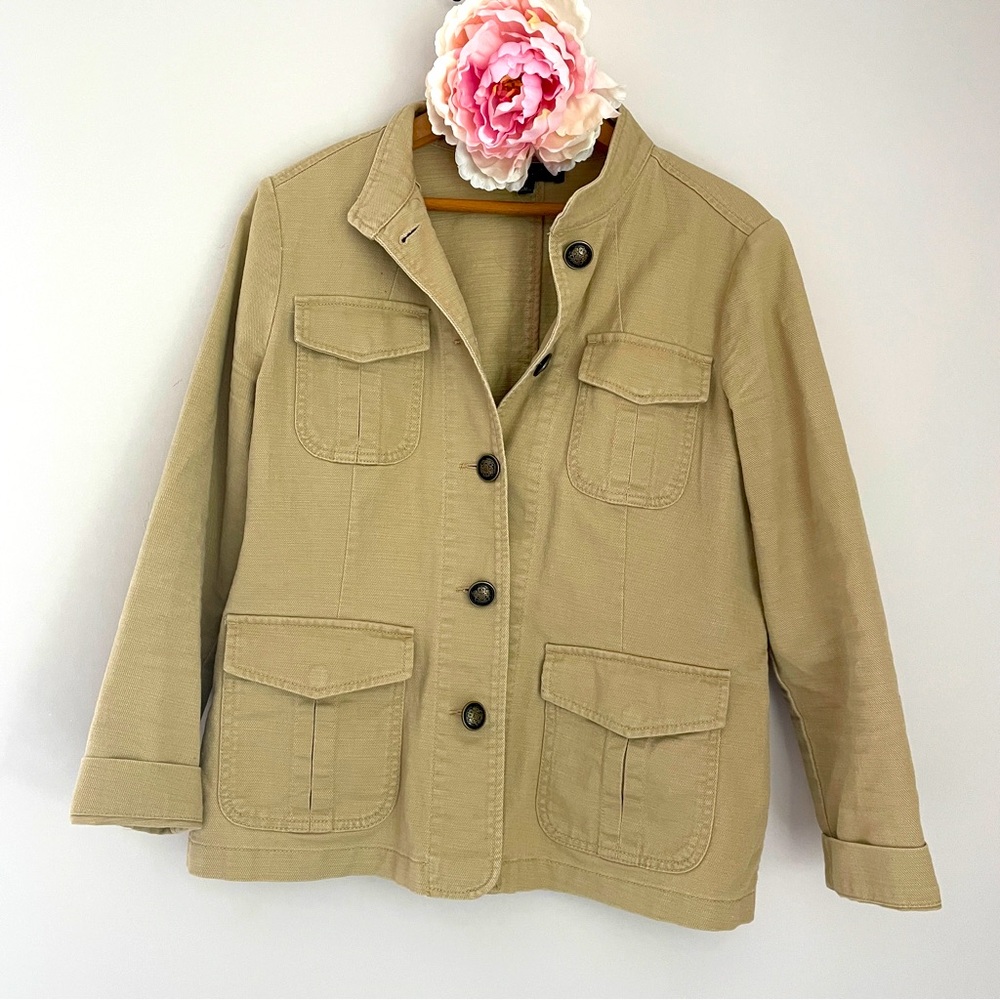 Talbots Khaki Tan Chore Coat Cotton Medium Petite MP